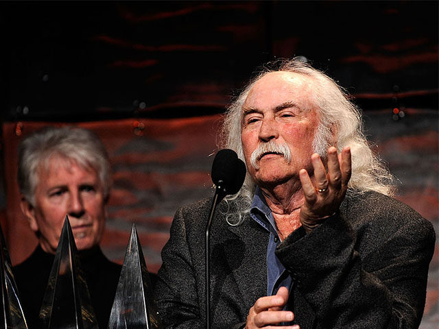 NEW YORK - JUNE 18: Singer/songwriter David Crosby on stage during the 40th Annual Songwriters Hall of Fame Ceremony at The New York Marriott Marquis on June 18, 2009 in New York City. (Photo by Larry Busacca/Getty Images for Songwriters Hall of Fame)
