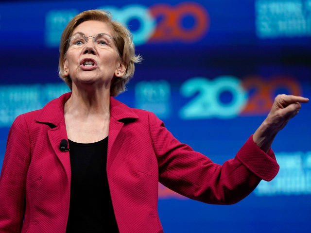 Democratic presidential candidate Sen. Elizabeth Warren, D-Mass., speaks during the National Education Association Strong Public Schools Presidential Forum Friday, July 5, 2019, in Houston. (AP Photo/David J. Phillip)