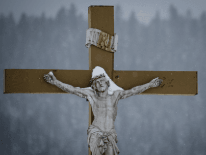 Crucifix at French church that was vandalized