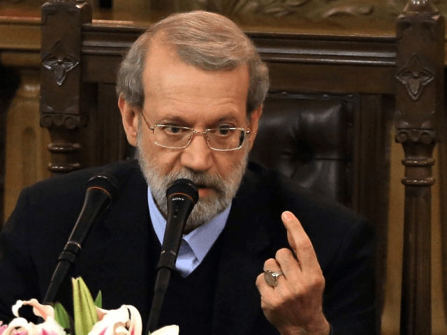 Iranian Parliament speaker Ali Larijani speaks during a press conference in the capital Te