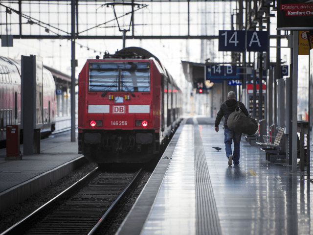 FRANKFURT, GERMANY - DECEMBER 10: A passenger walks to a regional train after a strike by