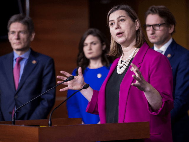 Rep. Elissa Slotkin (D-MI) speaks during news conference on the "Shutdown to End All Shutdowns (SEAS) Act" on January 29, 2019 in Washington, DC. Also pictured are Rep. Tom Molinowski (D-NJ), Rep. Angie Craig (D-MN), and Rep. Dean Phillips (D-MN). (Photo by Zach Gibson/Getty Images)