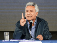 Ecuadorean President Lenin Moreno speaks on Wikileaks founder Julian Assange in Latacunga, Ecuador on April 11, 2019. - President Lenin Moreno's government withdrew the Ecuadoran citizenship granted WikiLeaks founder Julian Assange before his arrest in London Thursday, Foreign Minister Jose Valencia said. The citizenship, which was granted in 2017, was …