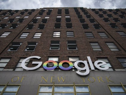 NEW YORK, NY - JUNE 3: The Google logo adorns the outside of their NYC office Google Building 8510 at 85 10th Ave on June 3, 2019 in New York City. Shares of Google parent company Alphabet were down over six percent on Monday, following news reports that the U.S. …