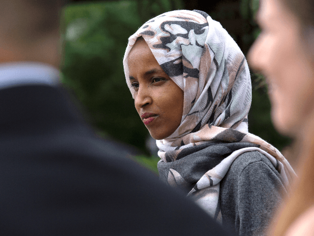 U.S. Rep. Ilhan Omar (D-MN) speaks at a press conference on the No Shame at School Act on