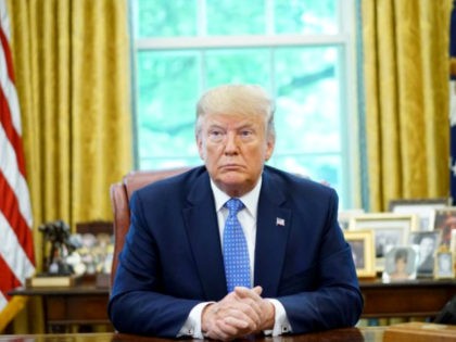 U.S. President Donald Trump speaks during a meeting with advisors about fentanyl in the Ov