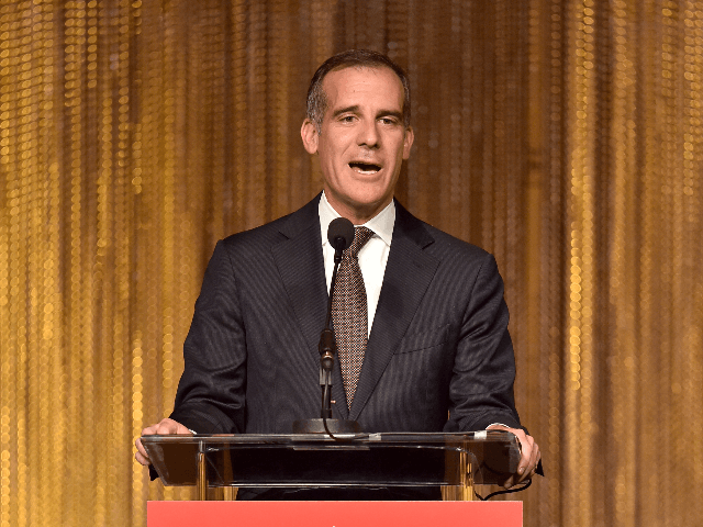 Honoree Eric Garcetti speaks onstage at The Salvation Army 2019 Sally Awards at the Beverl