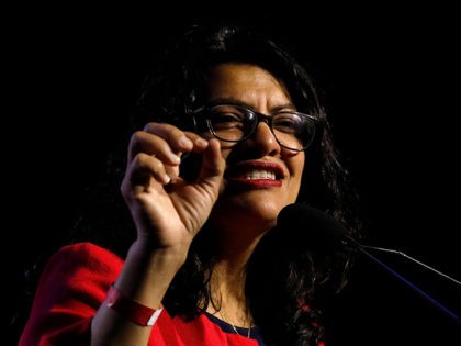 Representative. Rashida Tlaib (D, Michigan) addresses the NAACP's (National Association for the Advancement of Colored People) 110th National Convention at Cobo Center in Detroit, Michigan on July 22, 2019. (Photo by JEFF KOWALSKY / AFP) (Photo credit should read JEFF KOWALSKY/AFP/Getty Images)