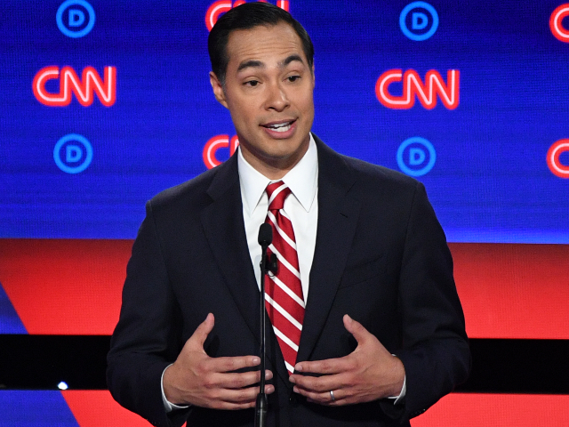 Democratic presidential hopeful Former US Secretary of Housing and Urban Development Julian Castro speaks during the second round of the second Democratic primary debate of the 2020 presidential campaign season hosted by CNN at the Fox Theatre in Detroit, Michigan on July 31, 2019. (Photo by Jim WATSON / AFP) …