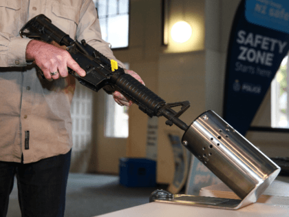 WELLINGTON, NEW ZEALAND - JULY 04: A bullet trap is used as part of a demonstration during a firearm buy-back collection event on July 04, 2019 in Wellington, New Zealand. New Zealand gun owners will be able to hand in their guns around the country during the buy back and …