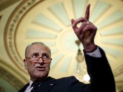 WASHINGTON, DC - JULY 09: Senate Minority Leader Chuck Schumer (D-NY) answers questions at the U.S. Capitol on July 09, 2019 in Washington, DC. Schumer answered a range of questions during the press conference including queries on recent court cases involving the Affordable Care Act. (Photo by Win McNamee/Getty Images)