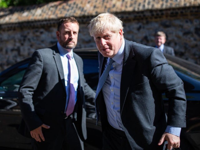 LONDON, ENGLAND - JULY 16: Conservative leadership candidate, Boris Johnson is seen arriving at a Westminster address on July 16, 2019 in London, England. Johnson is currently immersed in controversy over his historical comments made about Muslims. (Photo by Luke Dray/Getty Images)