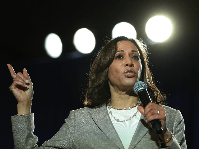 Democratic presidential candidate U.S. Sen. Kamala Harris (D-CA) speaks during the AARP an