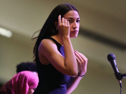 NEW YORK, NEW YORK - JULY 20: Rep. Alexandria Ocasio-Cortez holds an immigration Town Hall In Queens on July 20, 2019 in New York City. Ocasio-Cortez (D-NY) and the three other progressive freshmen in the House have become the focus of attacks from Donald Trump in recent days. (Photo by …