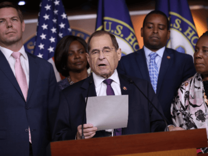 House Judiciary Committee Chairman Jerrold Nadler (D-NY) (C) and fellow Democratic members of the committee (L-R) Rep. Eric Swalwell (D-CA), Rep. Val Butler Demings (D-FL), Rep. Joe Neguse (D-CO) and Rep. Shelia Jackson Lee (D-TX) hold a news conference about this week's testimony of former special counsel Robert Mueller July …