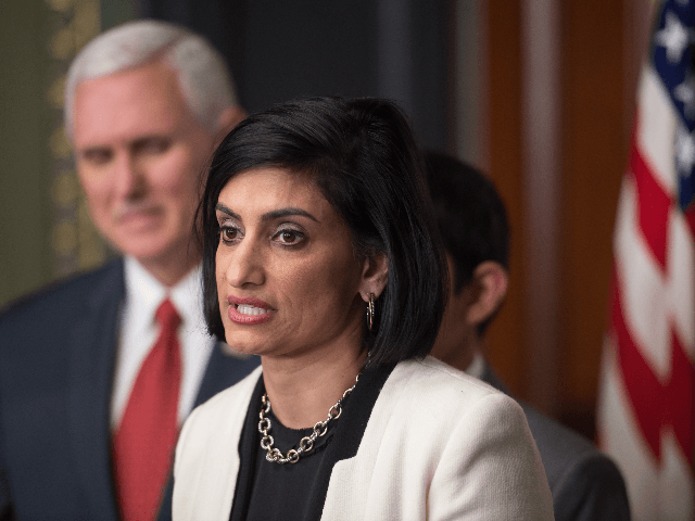 Seema Verma speaks after being sworn in as Administrator of the Centers for Medicare and M