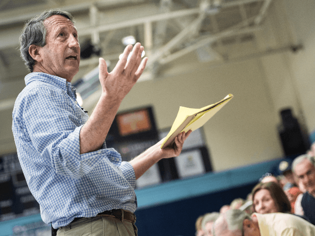 Rep. Mark Sanford (R-SC) addresses the crowd during a town hall meeting March 18, 2017 in