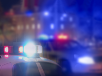 Crime scene blurred law enforcement and forensic background