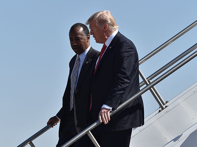 US President Donald Trump arrives in Reno, Nevada with Secretary of Housing and Urban Deve