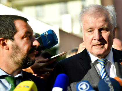 Italian Interior Minister and deputy Prime Minister Matteo Salvini (L) and German Interior Minister Horst Seehofer give a joint press statement following a meeting on July 11, 2018 in Innsbruck, Austria. (Photo by BARBARA GINDL / APA / AFP) / Austria OUT (Photo credit should read BARBARA GINDL/AFP/Getty Images)
