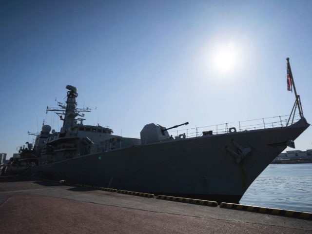 AT SEA, JAPAN, JAPAN - MARCH 14: British Royal Navy's HMS Montrose frigate sits moored at