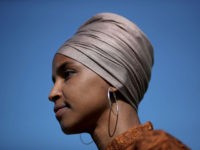 WASHINGTON, DC - JULY 25: Rep. Ilhan Omar (D-MN) speaks at a press conference outside the U.S. Capitol July 25, 2019 in Washington, DC. Omar introduced the ZERO WASTE Act, which would create a federal grant program to help local governments invest in waste reduction initiatives. (Photo by Win McNamee/Getty …