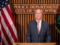 NEW YORK, NY - OCTOBER 25: (L-R) New York City Mayor Bill de Blasio looks on as New York City Police Commissioner James ONeill leads a press conference regarding the recent package bombings, at NYPD headquarters, October 25, 2018 in New York City. (Photo by Drew Angerer/Getty Images)
