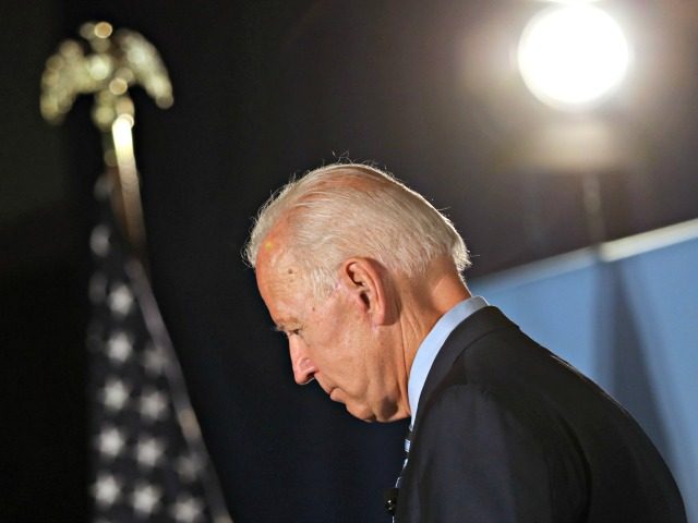 DES MOINES, IOWA - JULY 15: Democratic presidential candidate former U.S. Vice President Joe Biden pauses as he speaks during the AARP and The Des Moines Register Iowa Presidential Candidate Forum at Drake University on July 15, 2019 in Des Moines, Iowa. Twenty Democratic presidential candidates are participating in the …