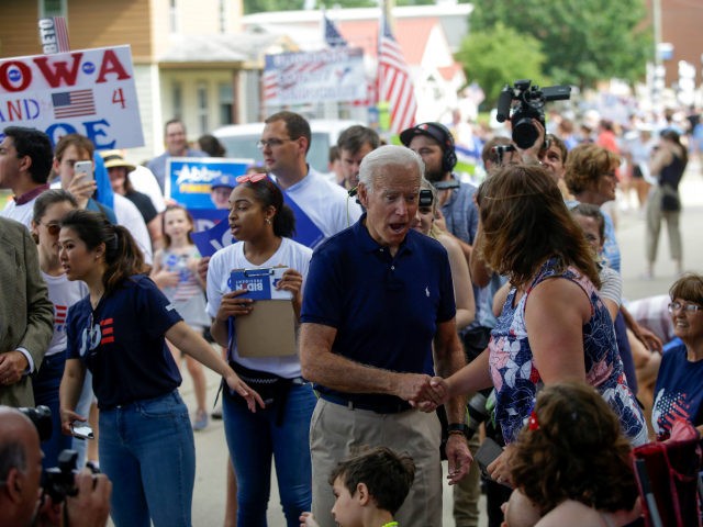 Democratic presidential candidate, former Vice President Joe Biden greets attendees during