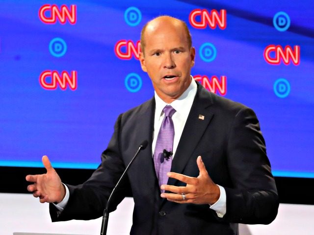 Former Maryland Rep. John Delaney participates in the first of two Democratic presidential primary debates hosted by CNN Tuesday, July 30, 2019, in the Fox Theatre in Detroit. (AP Photo/Paul Sancyat
