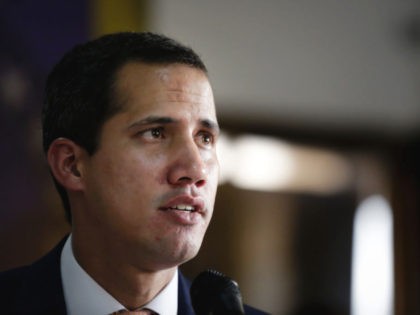 CARACAS, VENEZUELA - MAY 09: Venezuelan opposition leader Juan Guaidó, recognized by many members of the international community as the country's rightful interim ruler talks to media during a press conference at Centro Plaza on May 9, 2019 in Caracas, Venezuela. Guaidó called for a press conference after recent attempts …