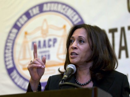 California Attorney General Kamala Harris, a candidate for the U.S. Senate, speaks at the