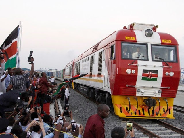 The SGR cargo train rides from the port containers depot in Mombasa, Kenya, to Nairobi, Tu