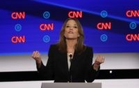 Marianne Williamson participates in the first of two Democratic presidential primary debates hosted by CNN Tuesday, July 30, 2019, in the Fox Theatre in Detroit. (AP Photo/Paul Sancya)