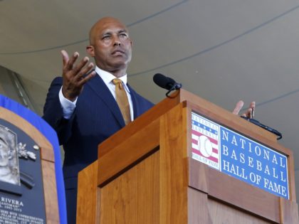 COOPERSTOWN, NEW YORK - JULY 21: Mariano Rivera gives his speech during the Baseball Hall of Fame induction ceremony at Clark Sports Center on July 21, 2019 in Cooperstown, New York. (Photo by Jim McIsaac/Getty Images)