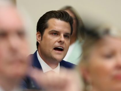Rep. Matt Gaetz, R-Fla., asks questions to former special counsel Robert Mueller, as he testifies before the House Judiciary Committee hearing on his report on Russian election interference, on Capitol Hill, in Washington, Wednesday, July 24, 2019. (AP Photo/Andrew Harnik)