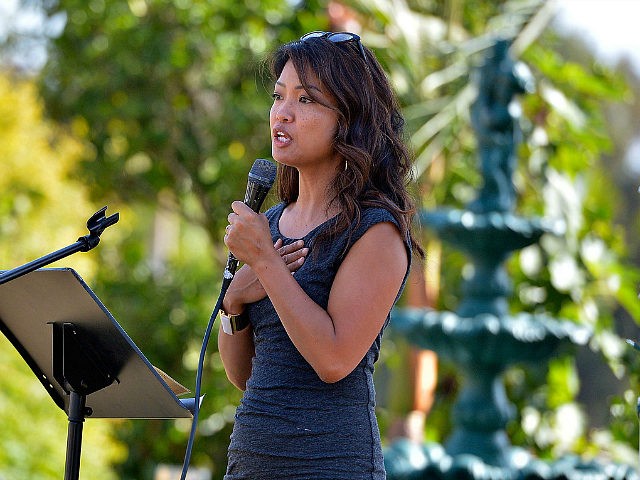 MALIBU, CA - NOVEMBER 04: Columnist Michelle Malkin speaks at the International Innovators Forum at the Fight for Social Justice and Human Rights on November 4, 2018 in Malibu, California. (Photo by Charley Gallay/Getty Images for International Innovators of Justice/American Justice Alliance)