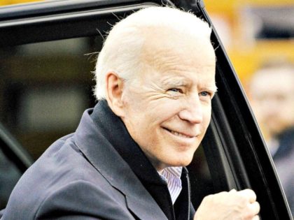 Joe Biden arrives at a rally organized by UFCW Union members to support Stop and Shop empl