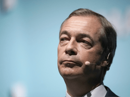 BIRMINGHAM, ENGLAND - JUNE 30: Brexit Party leader Nigel Farage addresses supporters from the stage at the party's Big Vision Rally at the National Exhibition Centre on June 30, 2019 in Birmingham, England. Organisers have said they are expecting 5000 attendees as the leadership unveiled the first 100 plus prospective …