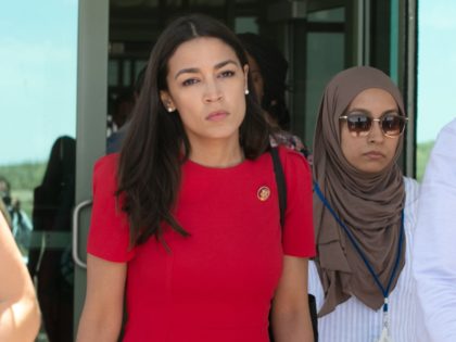 CLINT, TX - JULY 01: Rep. Alexandria Ocasio-Cortez walking out from the El Paso Border Patrol Station #1 in El Paso TX on July 1, 2019 in Clint, Texas. Reports of inhumane conditions have plagued the facility where migrant children are being held. (Photo by Christ Chavez/Getty Images)