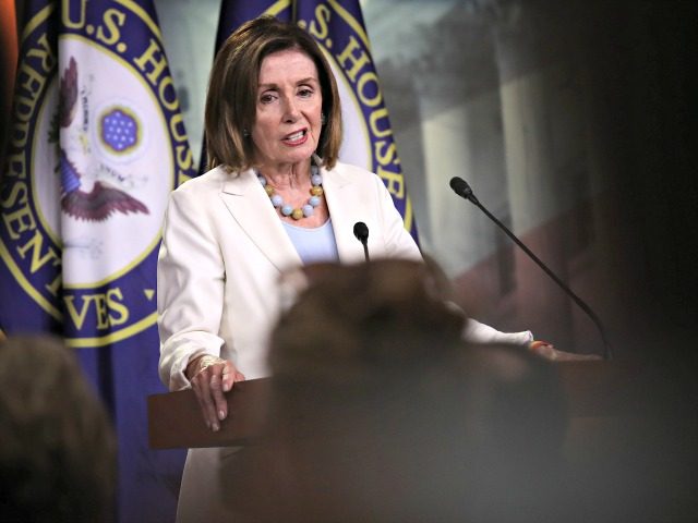 WASHINGTON, DC - JULY 17: Speaker of the House Nancy Pelosi (D-CA) answers questions during a press conference at the U.S. Capitol on July 17, 2019 in Washington, DC. Pelosi answered a range of questions including on the articles of impeachment raised by Rep. Al Green (D-TX) and the recent …