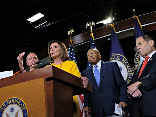 WASHINGTON, DC - JULY 24: House Speaker Nancy Pelosi speaks alongside Intelligence Committ