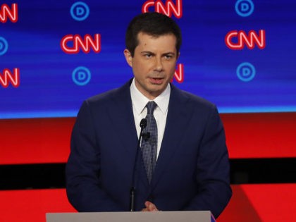 South Bend Mayor Pete Buttigieg participates in the first of two Democratic presidential p