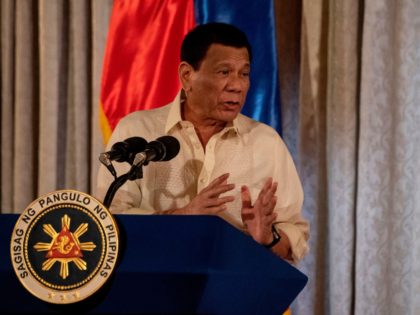 Philippine President Rodrigo Duterte gives a speech during the Ceremonial Confirmation of the Bangsamoro Organic Law Plebescite Law Canvass Results and Oath-taking of Transition Authority at the Malacanang palace in Manila on February 22, 2019. (Photo by Noel CELIS / AFP) (Photo credit should read NOEL CELIS/AFP/Getty Images)