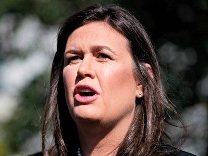 In this June 11, 2019, photo, White House press secretary Sarah Sanders talks with reporters outside the White House in Washington. President Donald Trump announced on June 13, Sanders is leaving her job as press secretary at the end of June. (AP Photo/Evan Vucci)