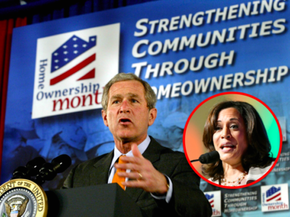 Kamala Harris and George W. Bush on homeownership (Lucas Frazza / Paras Griffin / Getty)