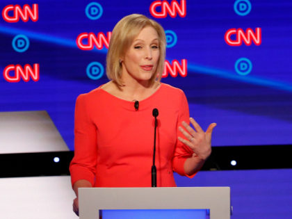 Sen. Kirsten Gillibrand, D-N.Y., speaks during the second of two Democratic presidential primary debates hosted by CNN Wednesday, July 31, 2019, in the Fox Theatre in Detroit. (AP Photo/Paul Sancya)