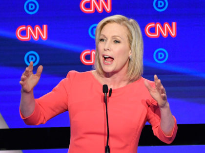 Democratic presidential hopeful US Senator from New York Kirsten Gillibrand speaks during the second round of the second Democratic primary debate of the 2020 presidential campaign season hosted by CNN at the Fox Theatre in Detroit, Michigan on July 31, 2019. (Photo by Jim WATSON / AFP) (Photo credit should …