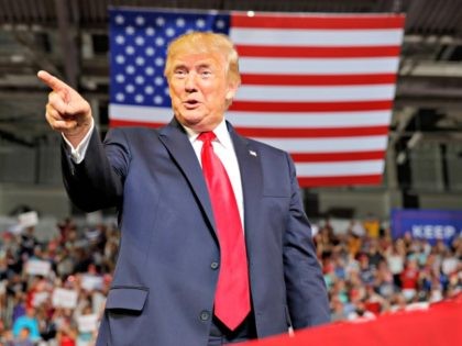 President Donald Trump gestures to the crowd as he arrives at a campaign rally at Williams Arena in Greenville, N.C., Wednesday, July 17, 2019. (AP Photo/Carolyn Kaster)