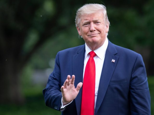 Trump wave smirk (Alex Edelman / AFP / Getty)